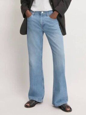 Everlane Slouch Bootcut Jeans Light Wash Mid Rise Relaxed Fit 27 Regular Denim